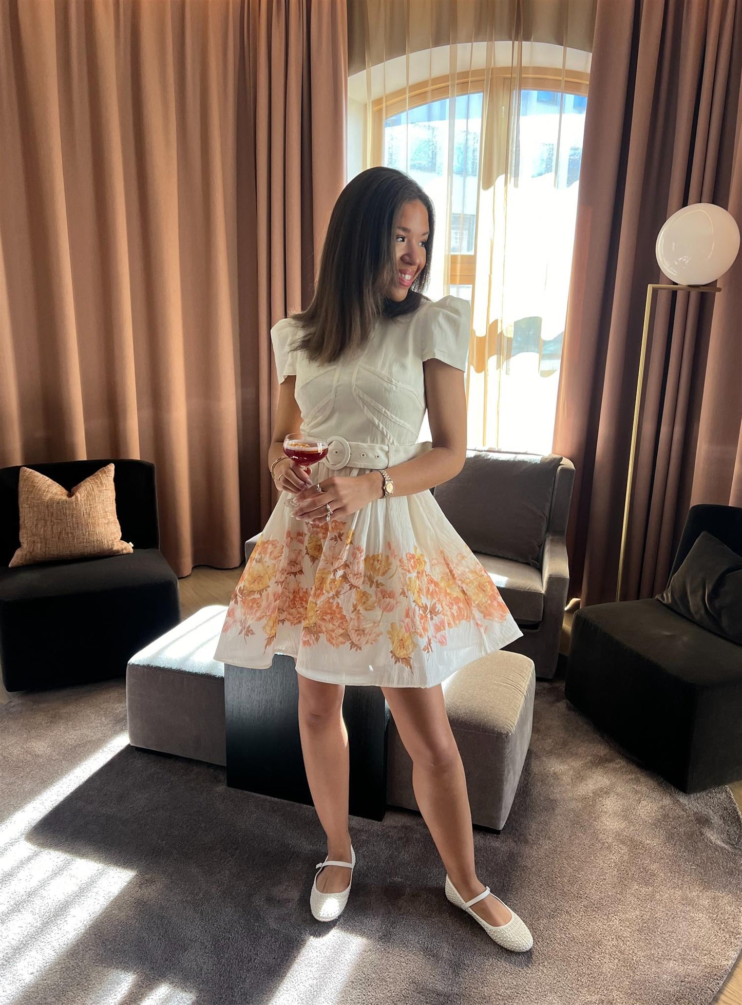 Vanna pouf sleeve mini dress