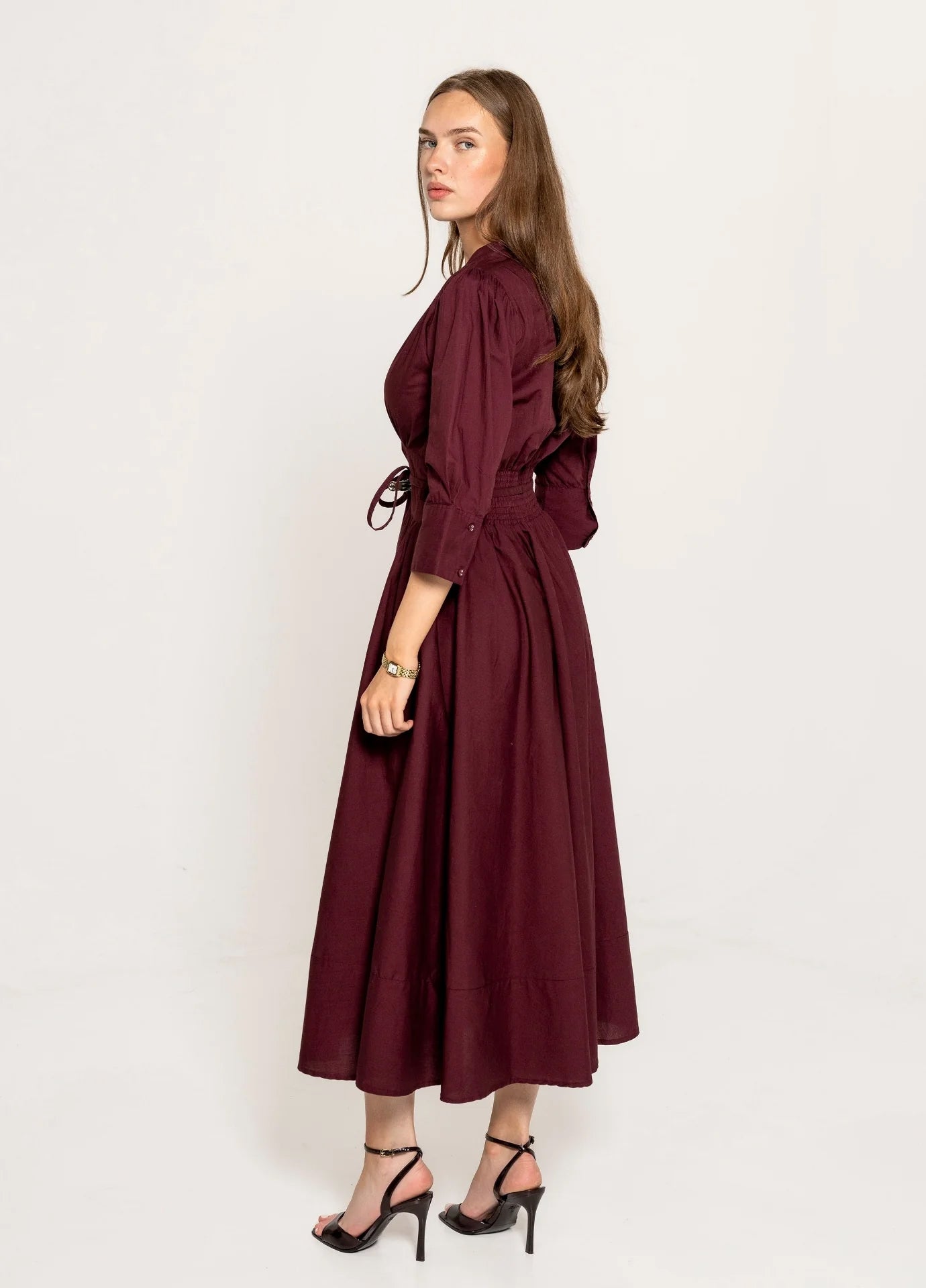Maria Dress - Rich Maroon