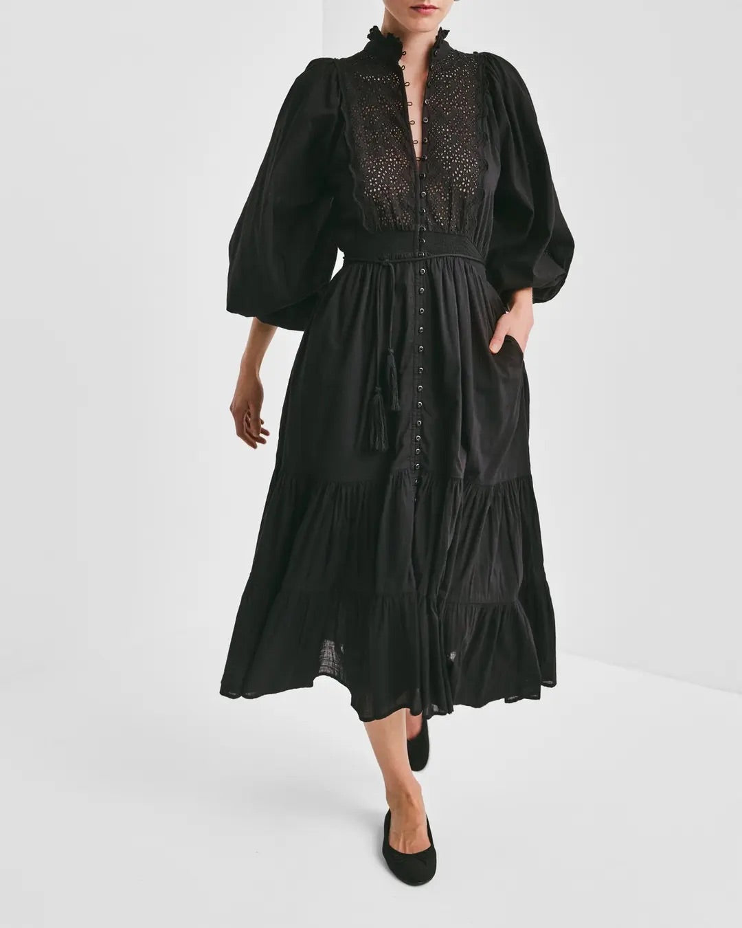 Cotton Slub Midi Dress