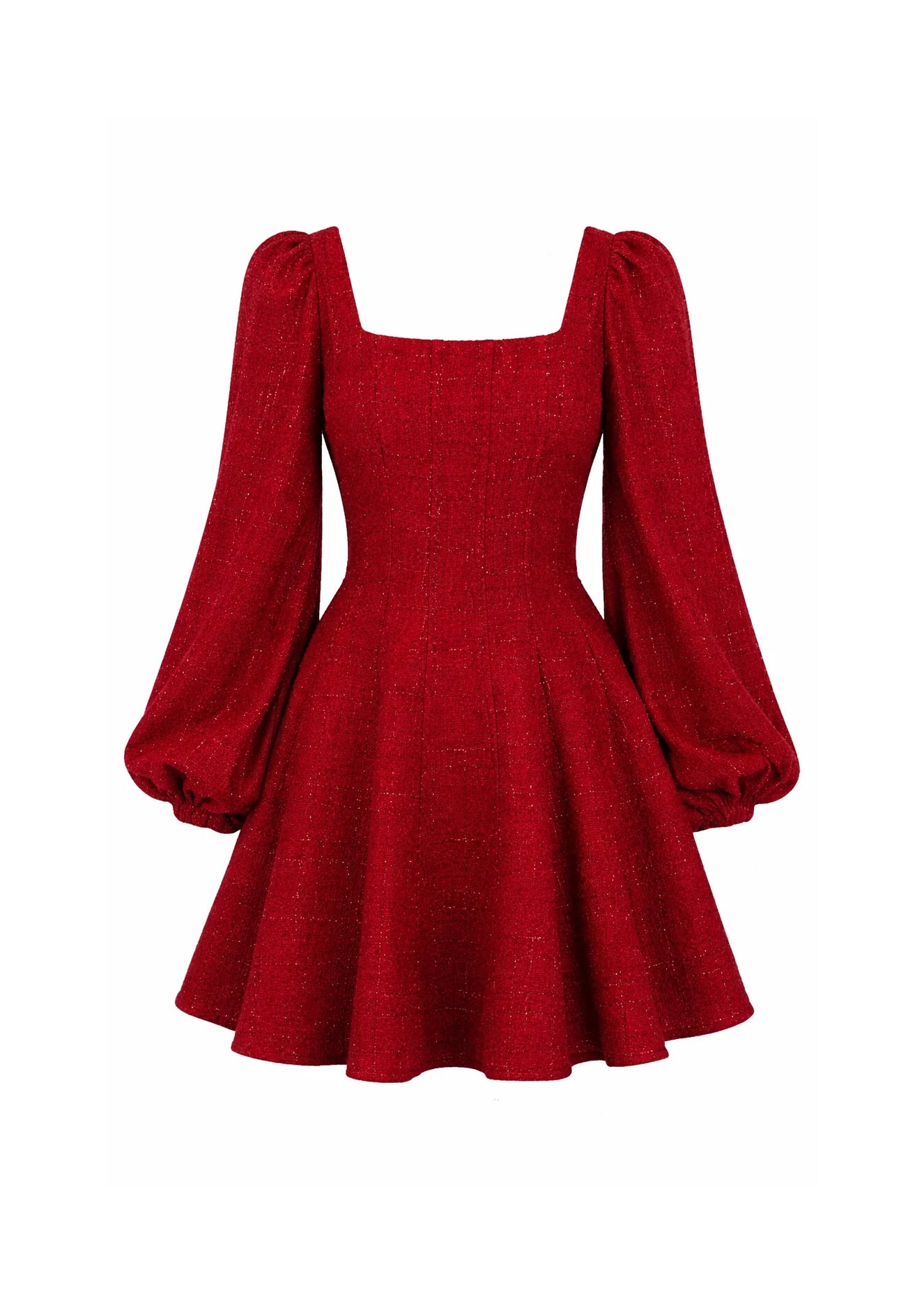 Sophie Tweed Dress - Deep Red