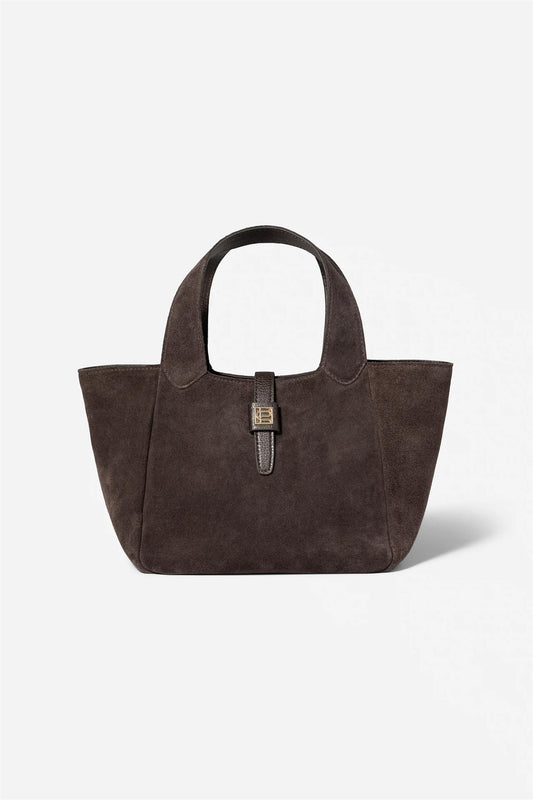 Lucille Tote Bag Small - Dark Brown Suede