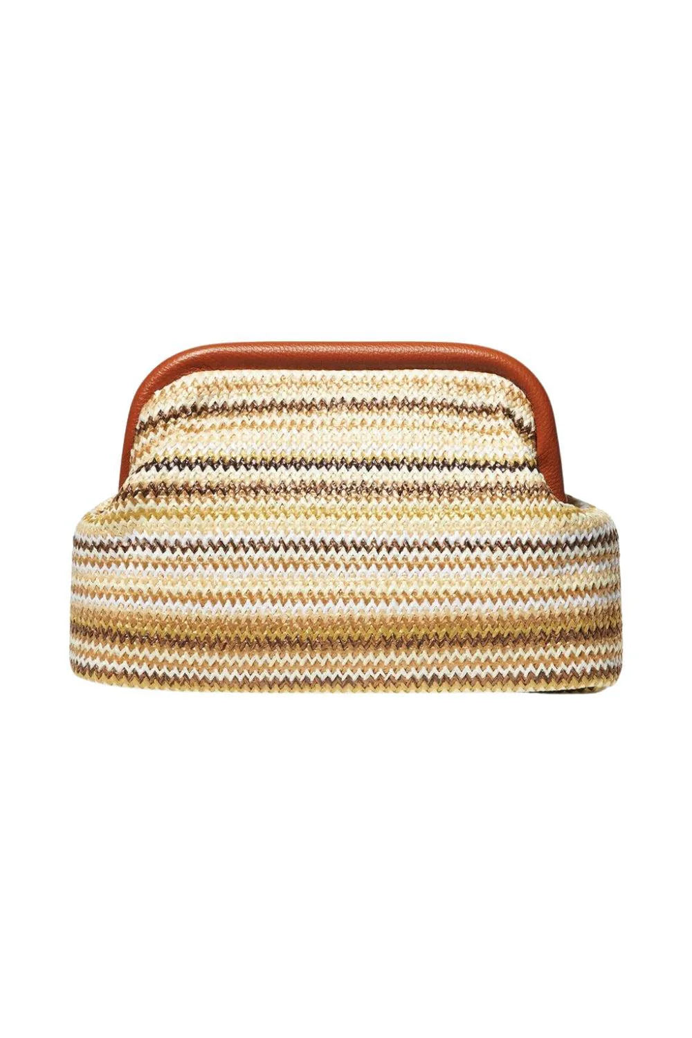 Raffia Clutch Stripe Ecru Combo