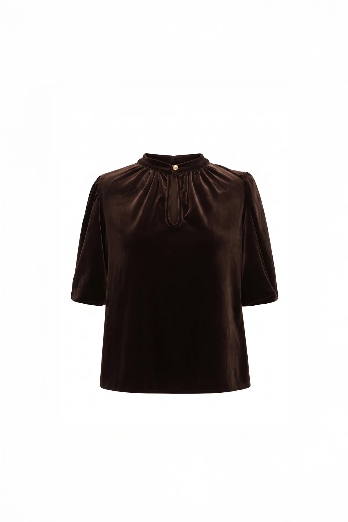 Amina Short Sleeve Blouse - Brown