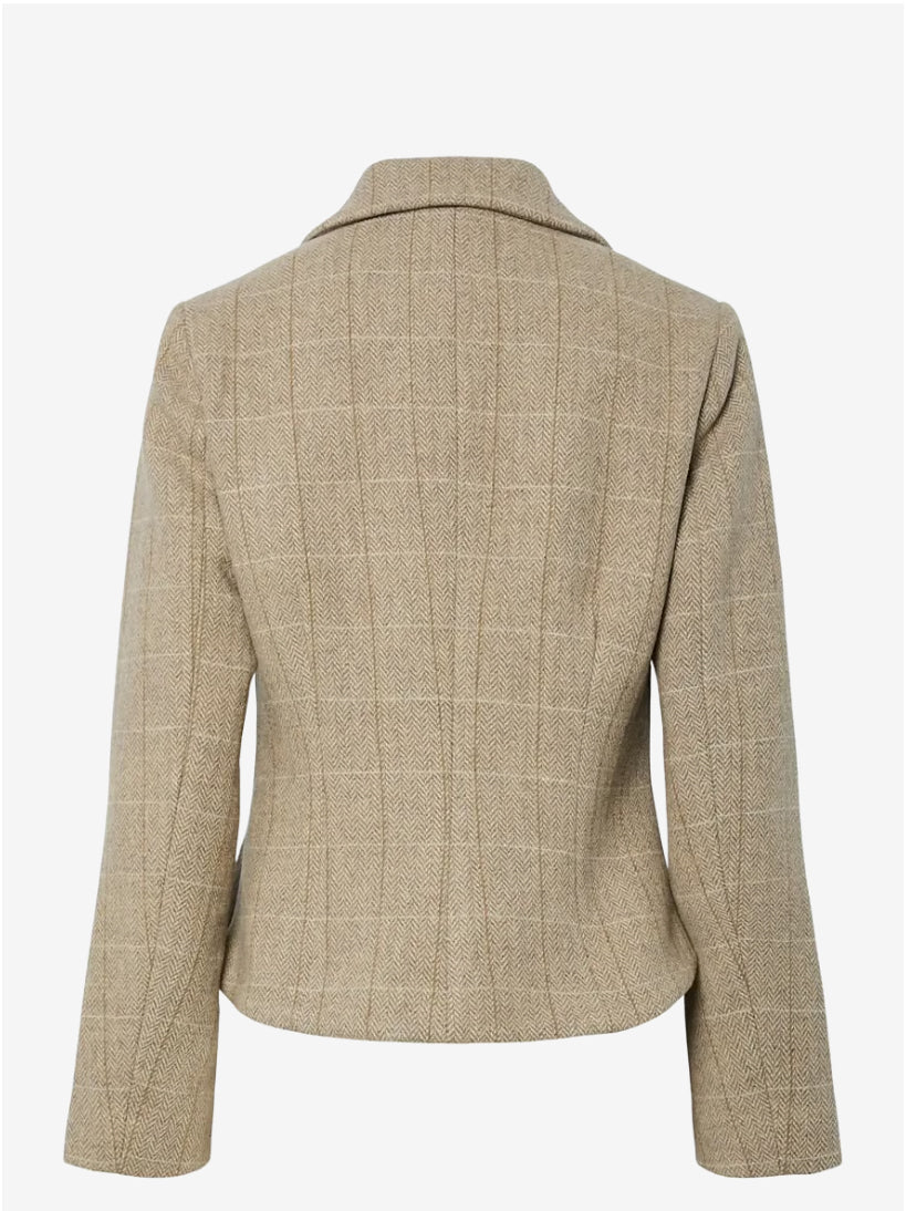 YasThela Wool Blend Short Jacket - Taupe Grey
