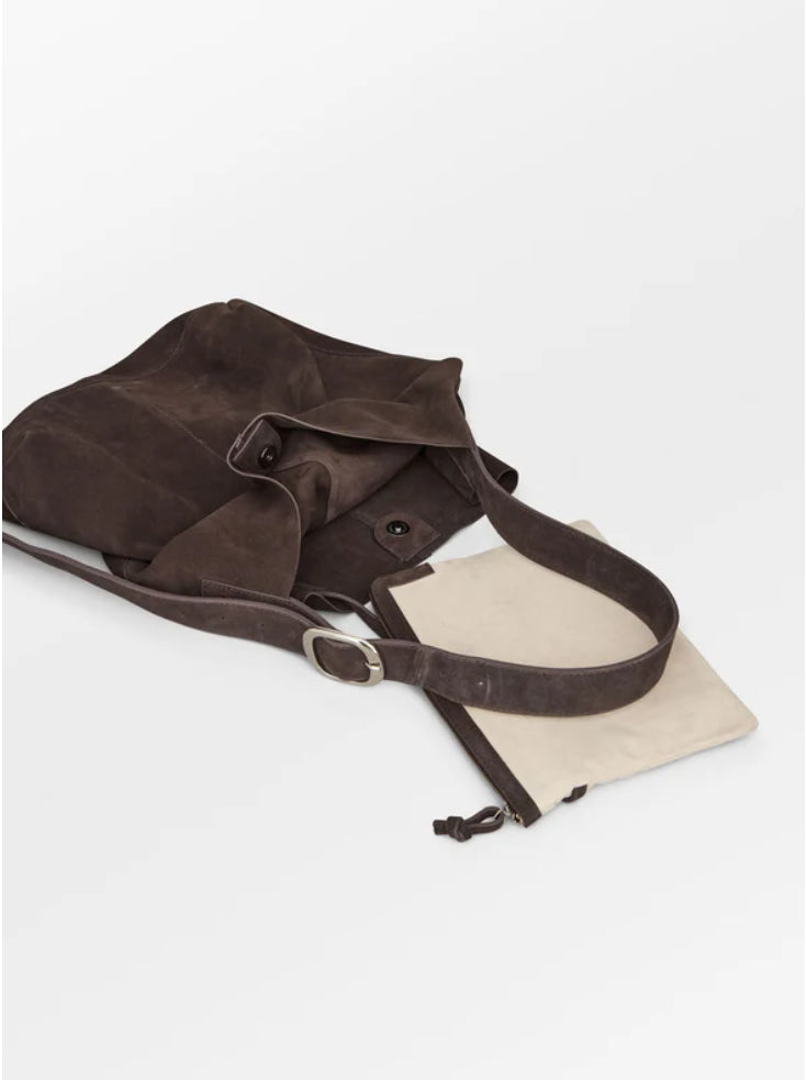 Suede Mae Buckle Bag - Chocolate Torte