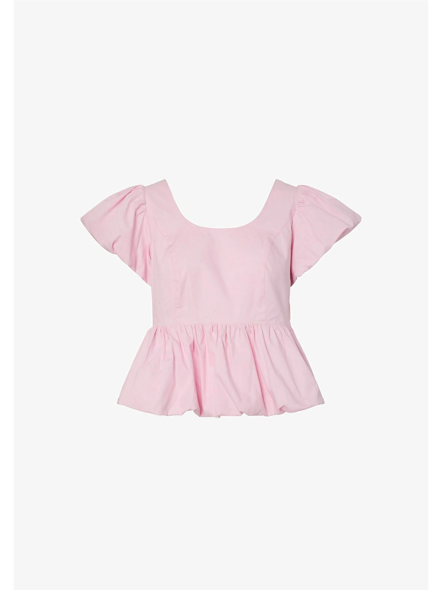 YasNille Bubble Hem Top - Pink Lady