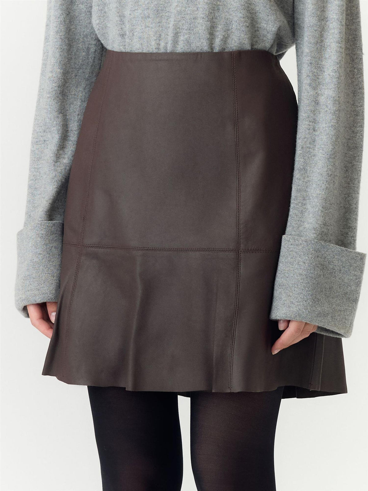 YASColly Naplon Leather Skirt - Brown