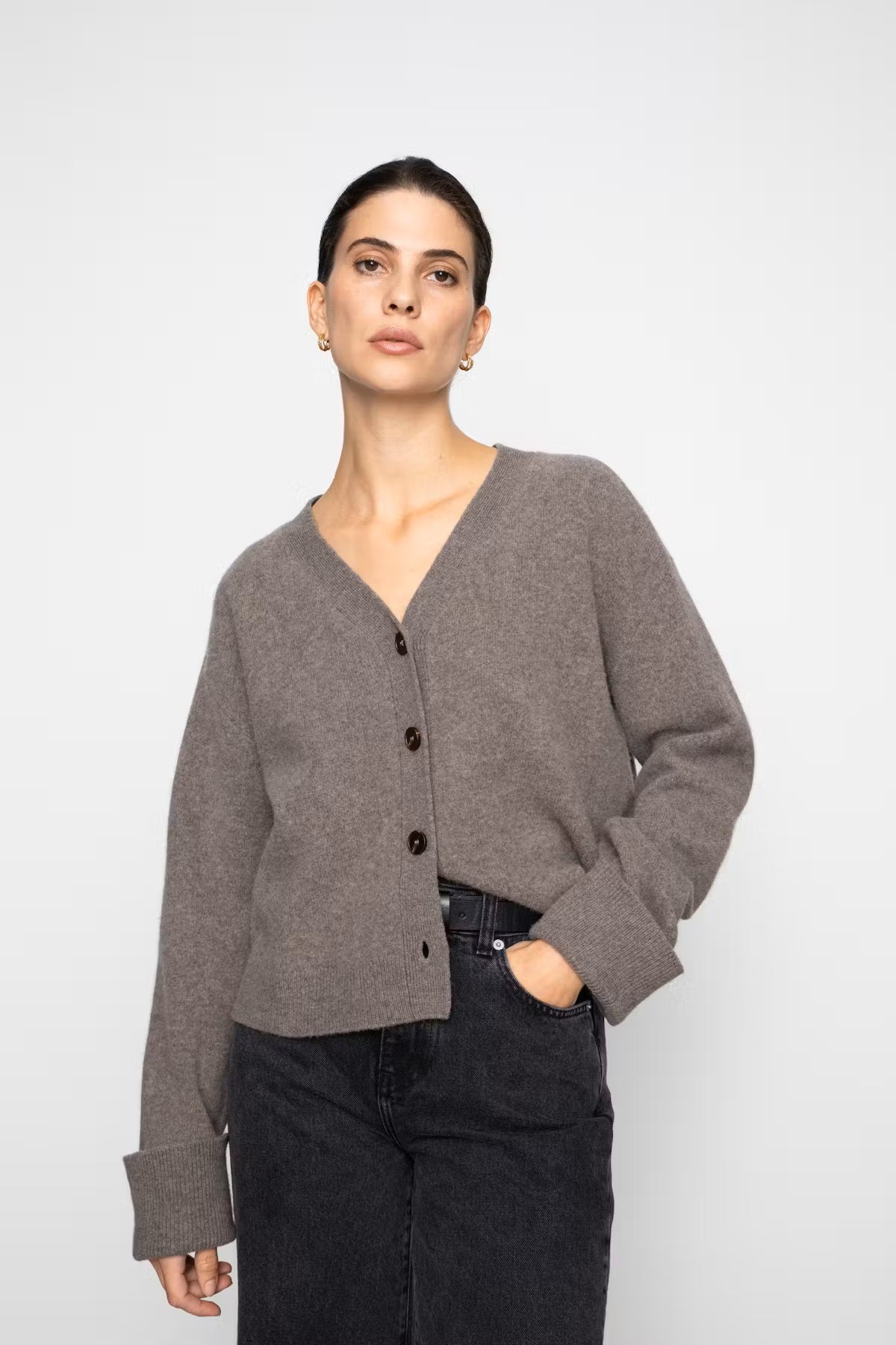 Aria Knit Cardigan Dark Taupe