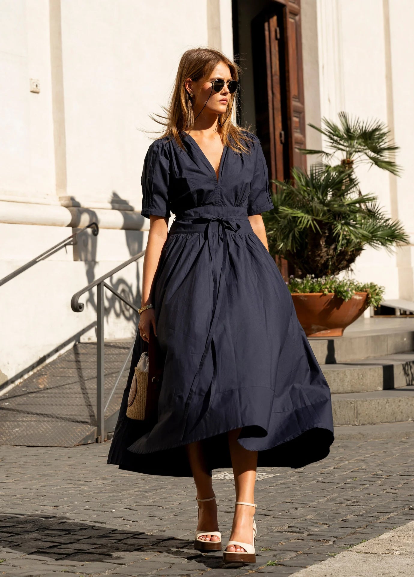 Maria Dress - Marine Poplin