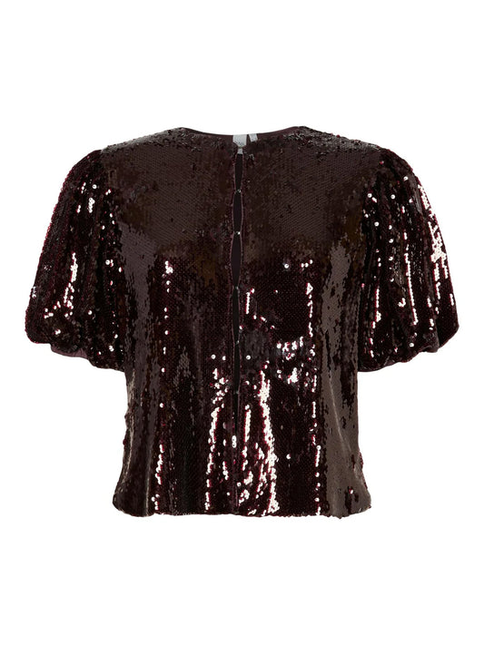 YASRoyalina 2/4 Sequin Top Burgunder