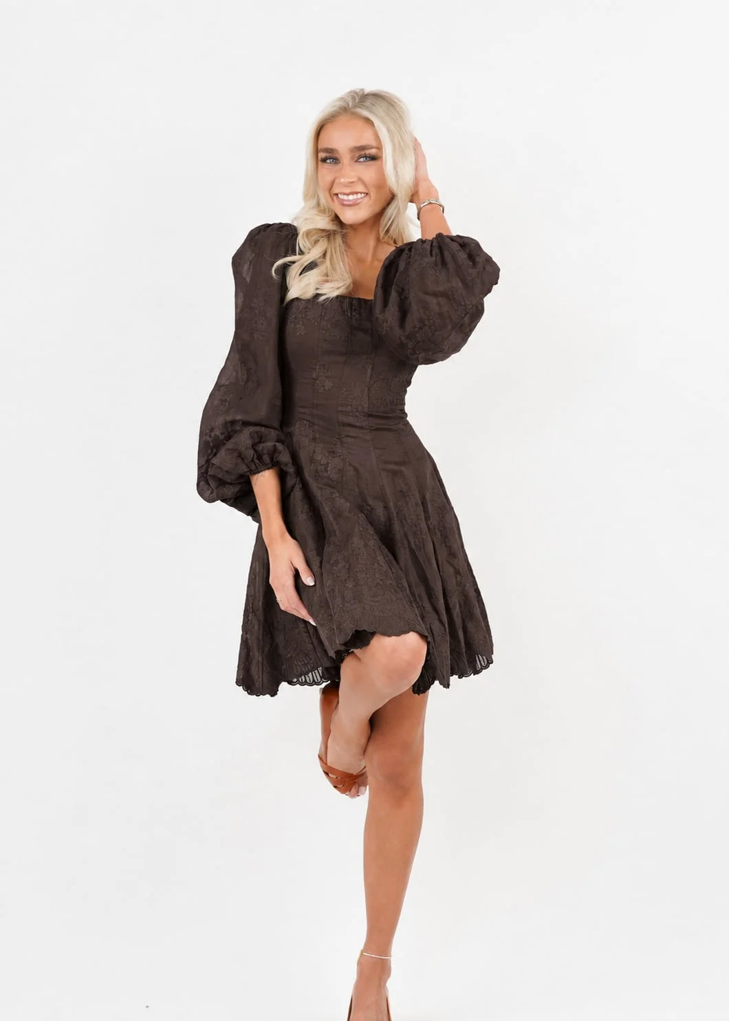 Sophie Lace Dress - Brown