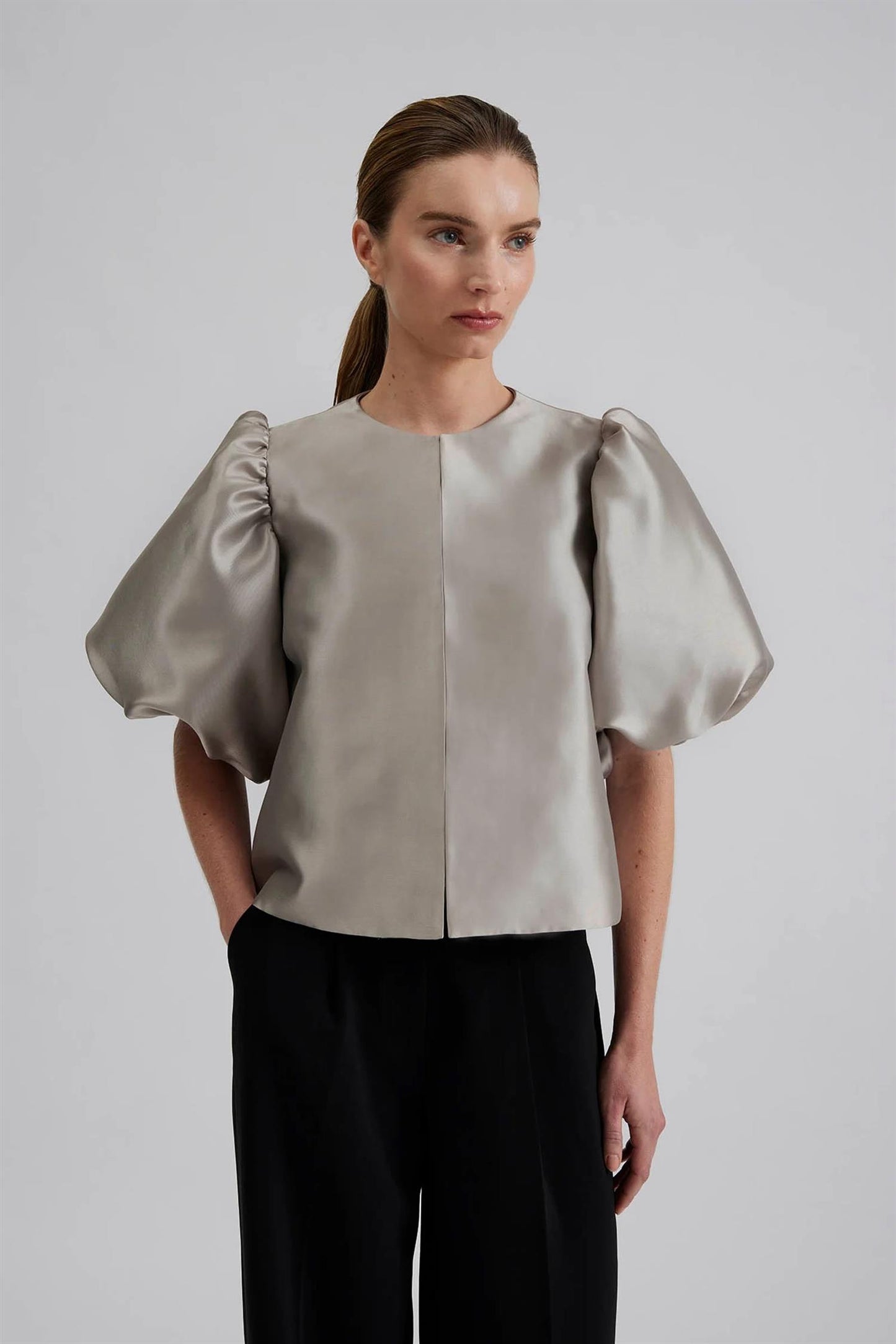 Cleo Pouf Sleeve Blouse Steel Gray