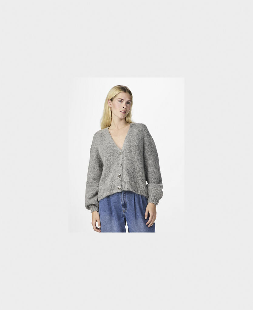 YasVigga LS Knit Cardigan Grå