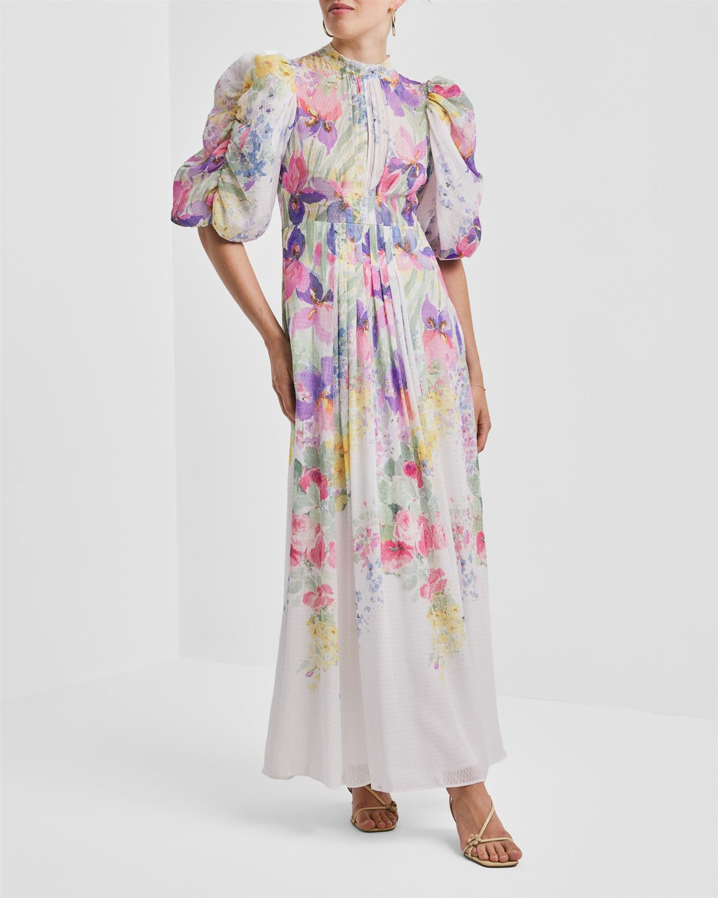 Dotted Georgette Tieback Gown - Flower Meadow