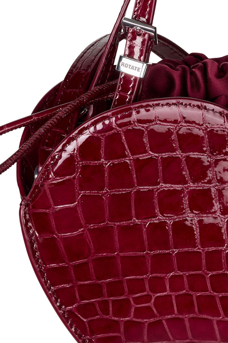 Pantent Croco Heart Bag - Windsor Wine