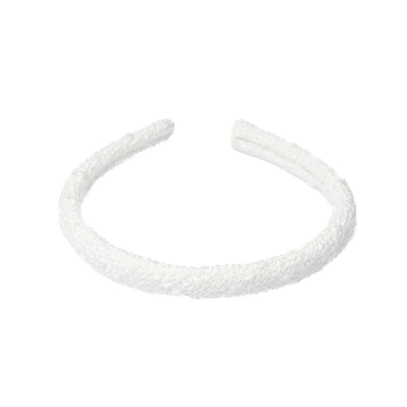 Tweed Hair Band Thin Off-White