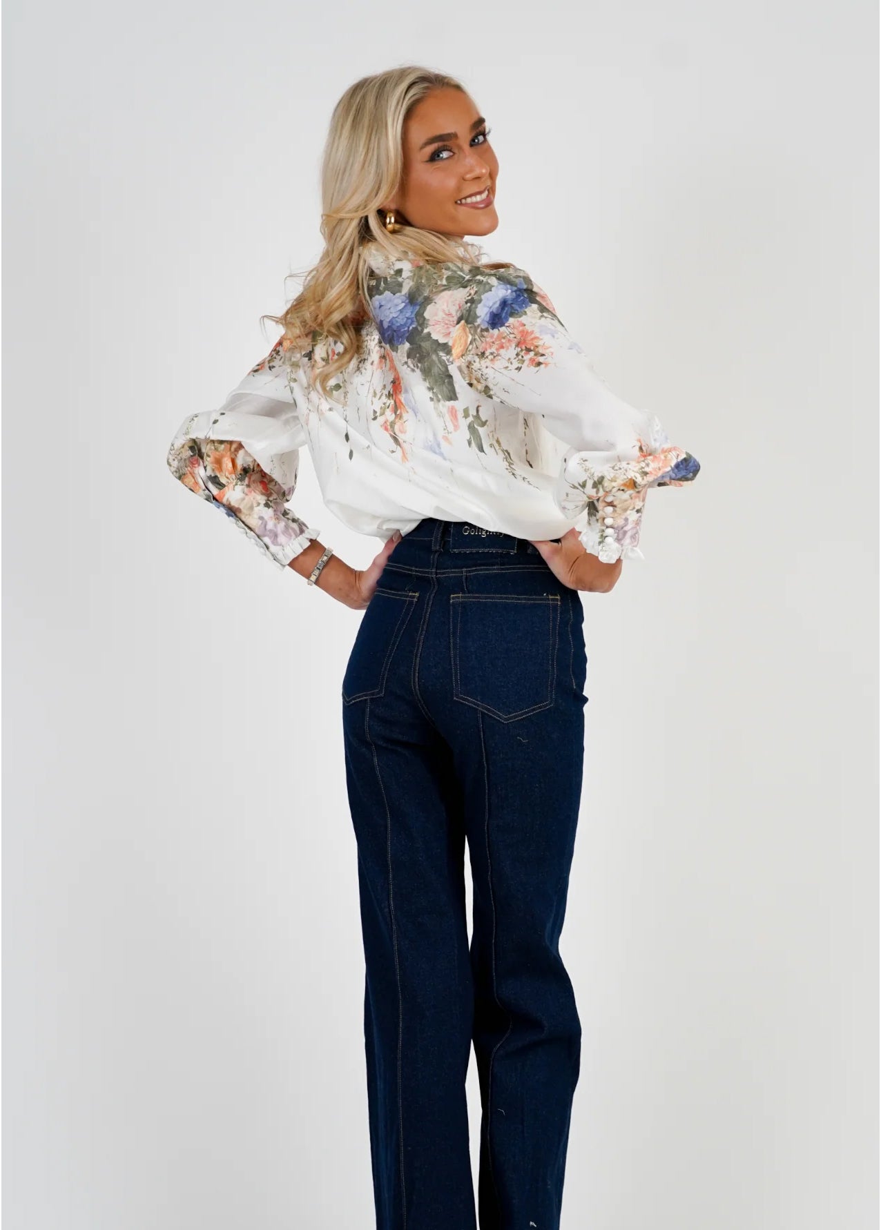 Wisteria Print Blouse Hydrangea Flower