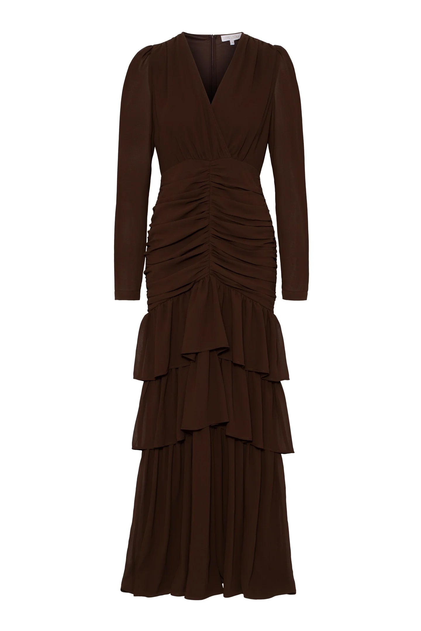 Jenna Long Sleeve Maxi Dress - Espresso