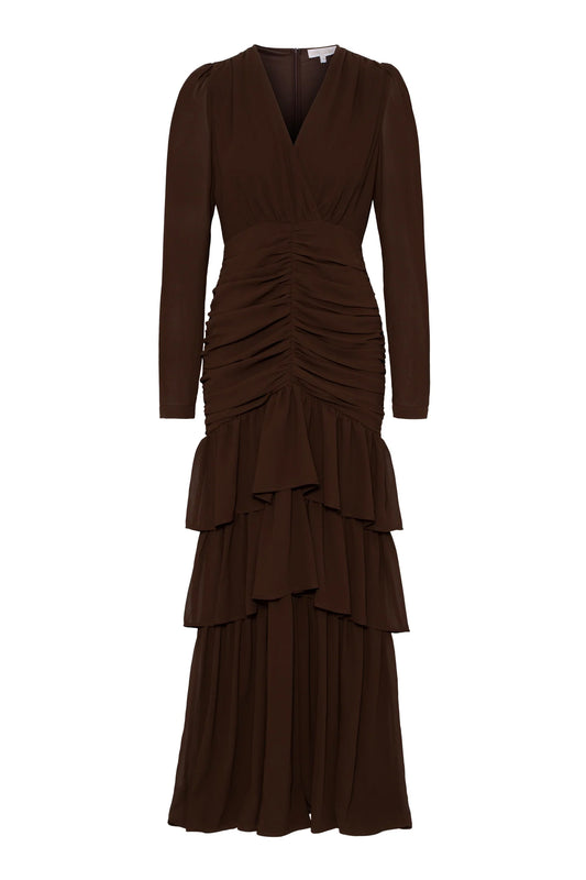 Jenna Long Sleeve Maxi Dress - Espresso