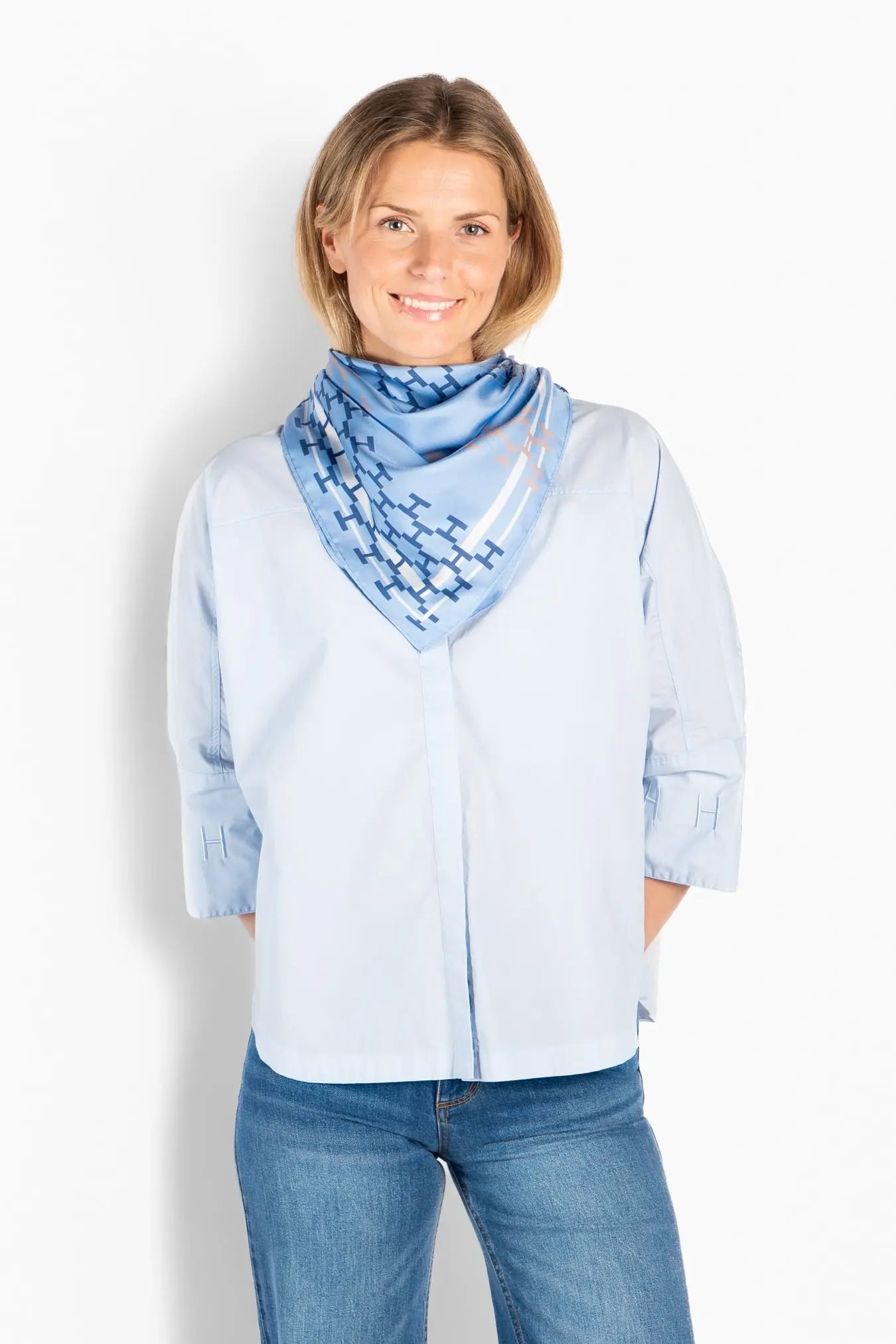 Isadora Silk Scarf Large - Skyway