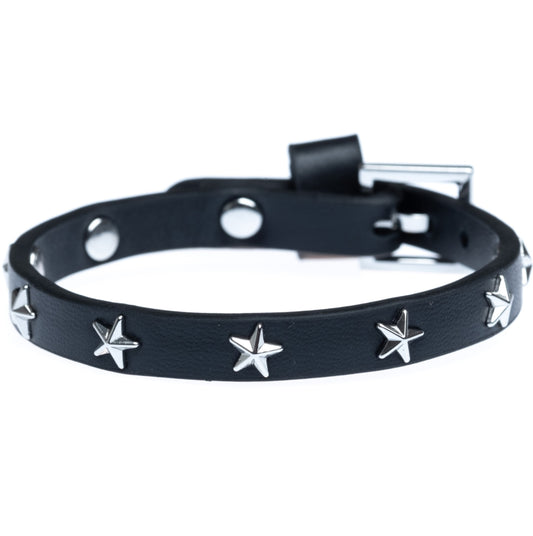 Leather Star Stud Bracelet Mini Black w/Silver