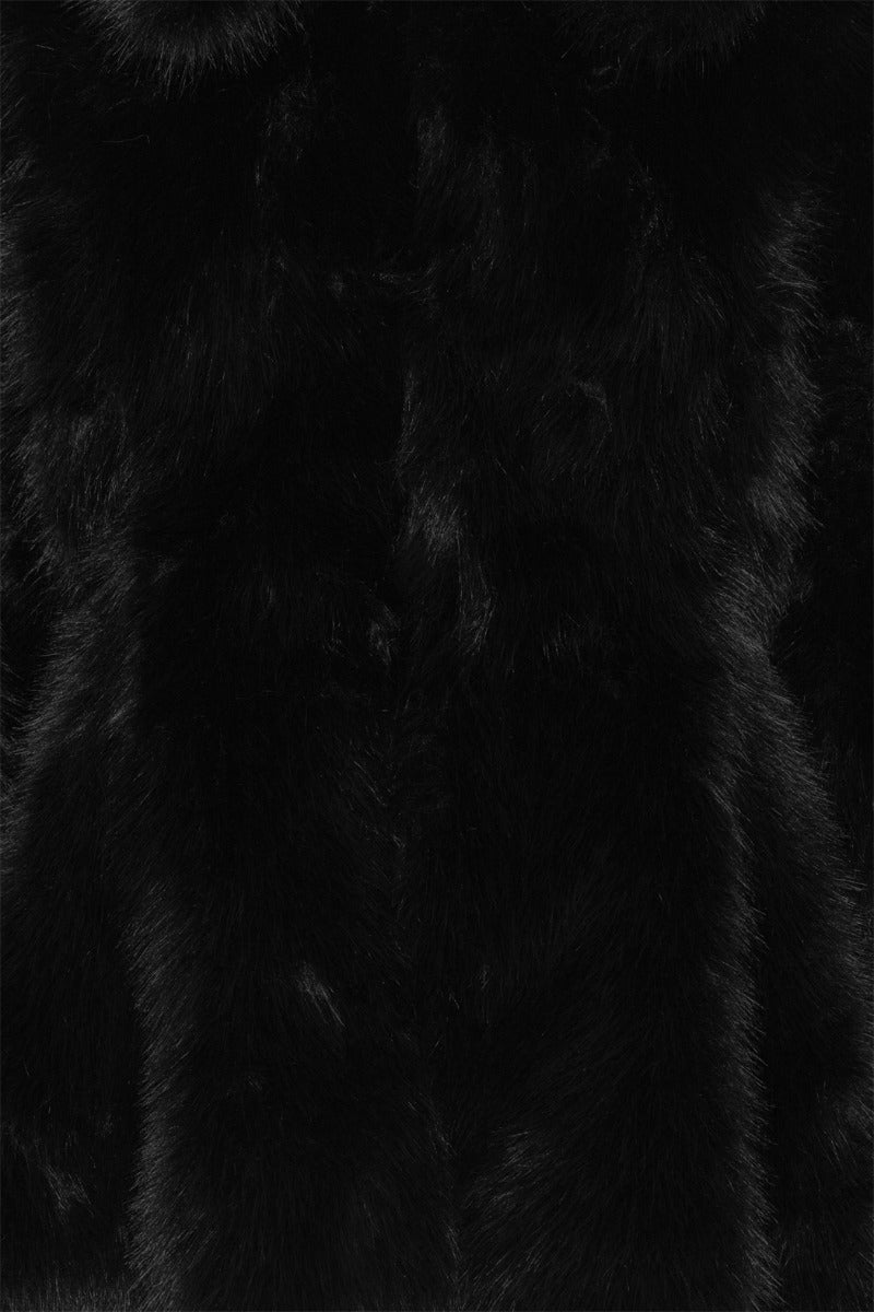 Faux Fur Flared Jacket - Black