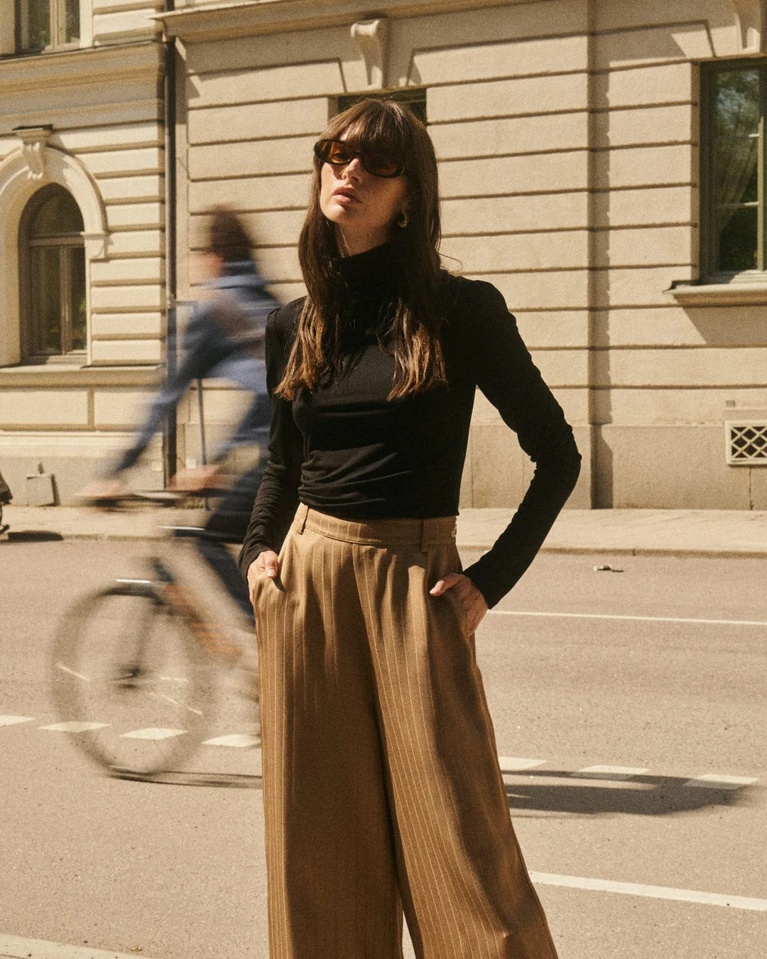 Tailored Straight Trousers - Camel