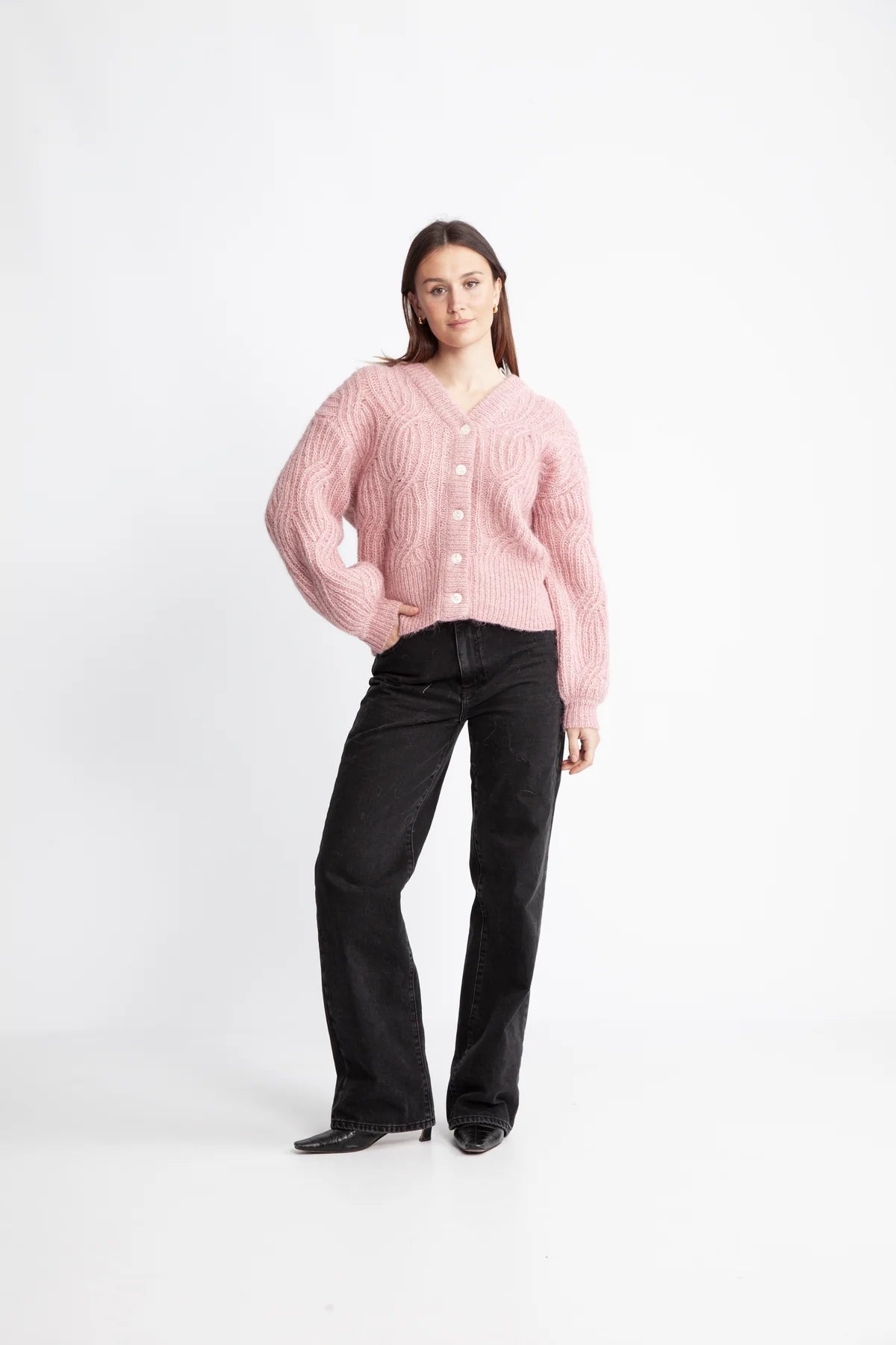 YASZUMA LS Knit Cardigan pink