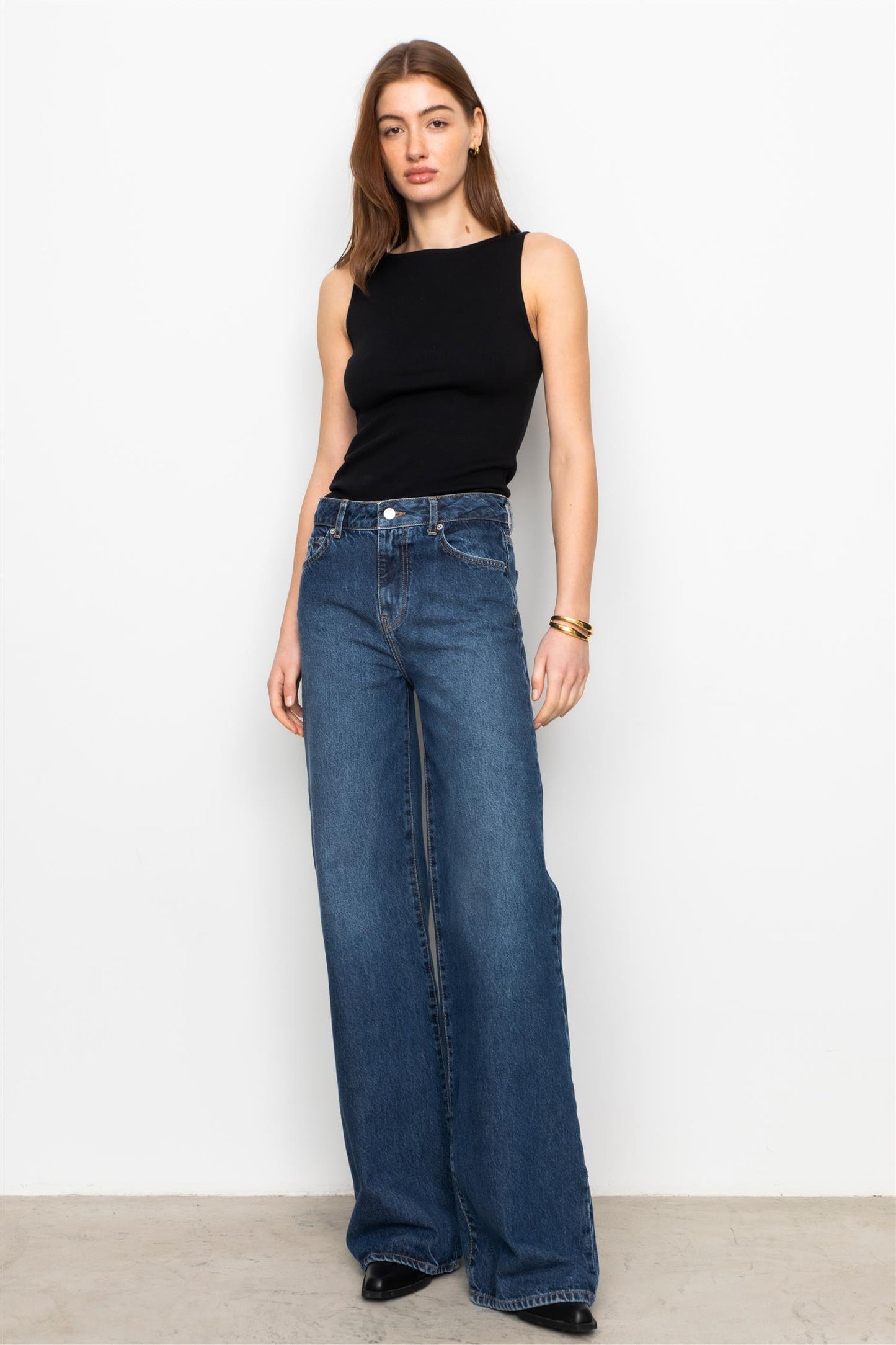 Peggy Rib Boatneck Top - Black
