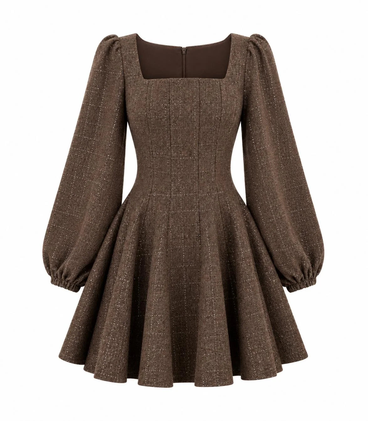 Sophie Tweed Dress - Brown