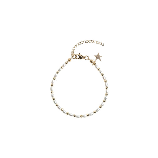 Oval Pearl Bracelet W/Gold Beads