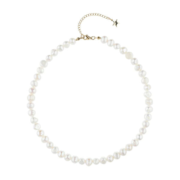 Fresh Water Pearl Necklace 8 mm 40 cm Gold