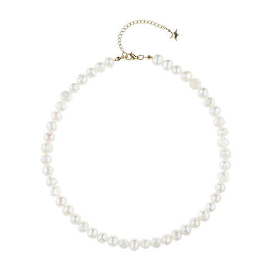 Fresh Water Pearl Necklace 8 mm 40 cm Gold