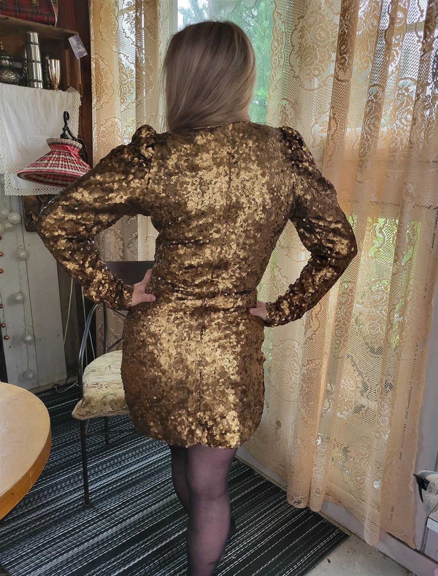 Sequins Mini Dress Golden