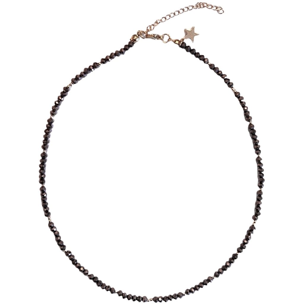 Crystal Bead Necklace 3 mm Sparkled Soft Brown