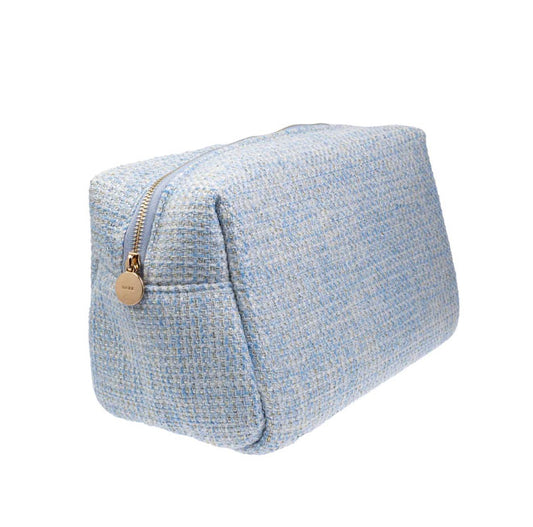 Tweed Make-Up Pouch Large Light Blue
