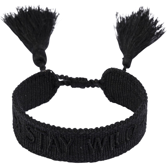 Woven Friendship Bracelet "Stay Wild" All Black