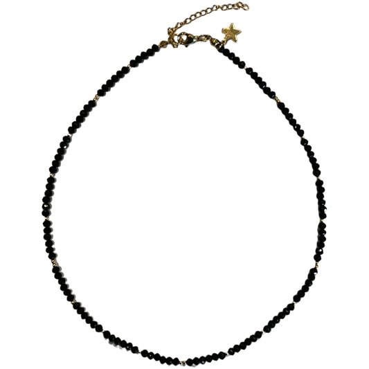 Crystal Bead Necklace 3 mm Sparkled Black