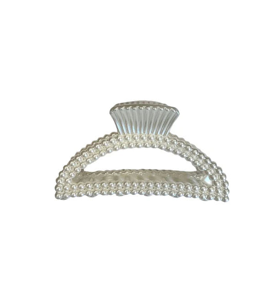 Pearl Hair Claw Oval White Pearl